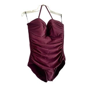 ***SOLD**Miraclesuit One Piece Swimsuit Size 22W Rushed Slimming Burgundy